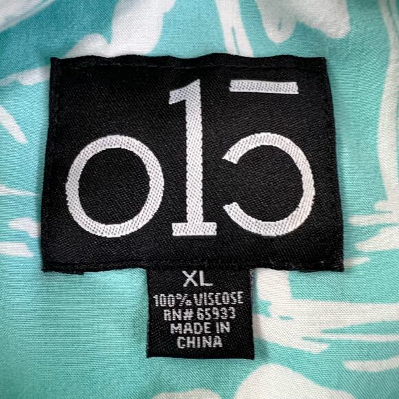 O1C Short Sleeve Hawaiian Button Down Shirt Mens Size XL Teal + White - Picture 7 of 11